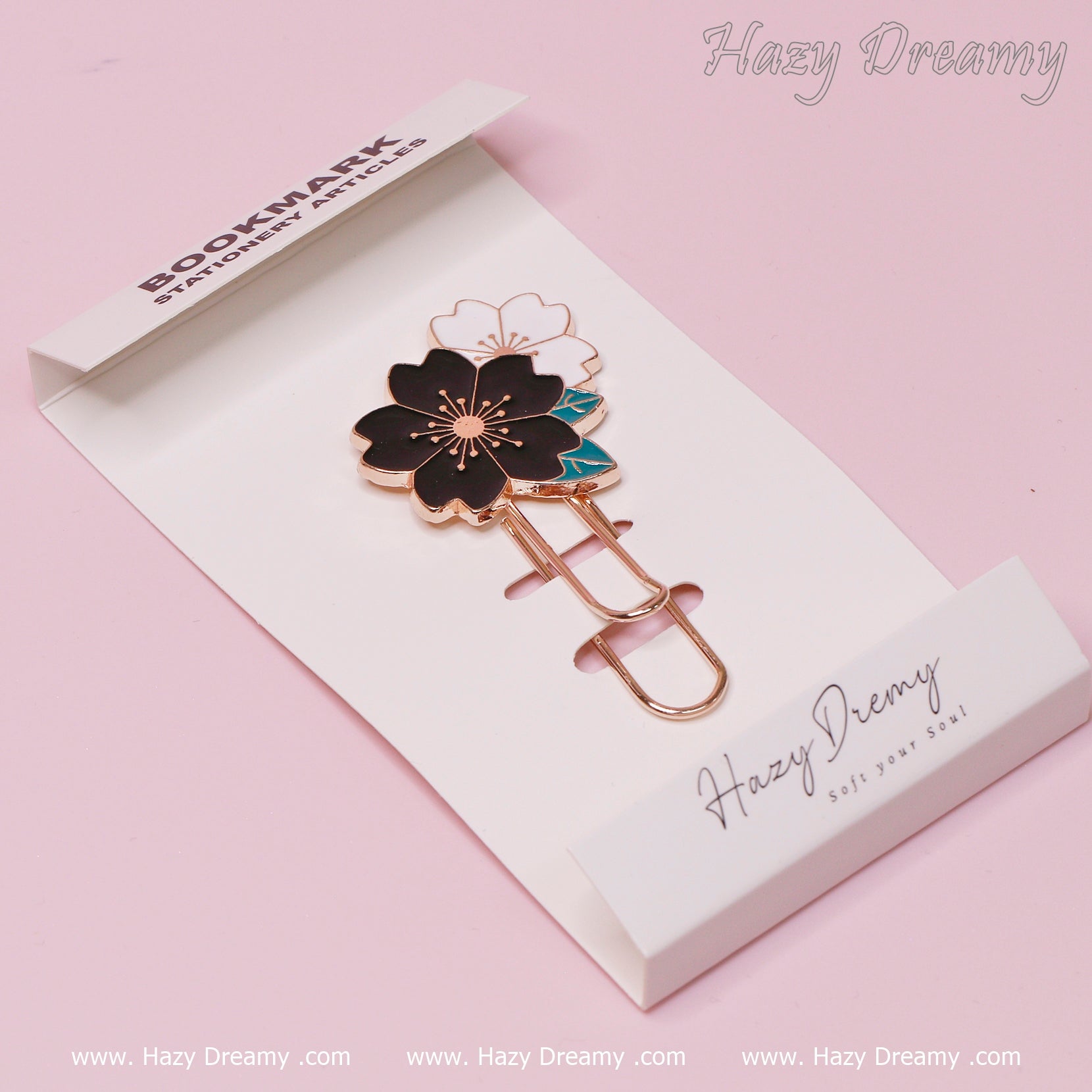 2 - in - 1 Cute Flower Metal Bookmarks Page Holder and Paper Clip - Hazy Dreamy: Online Stationery Store