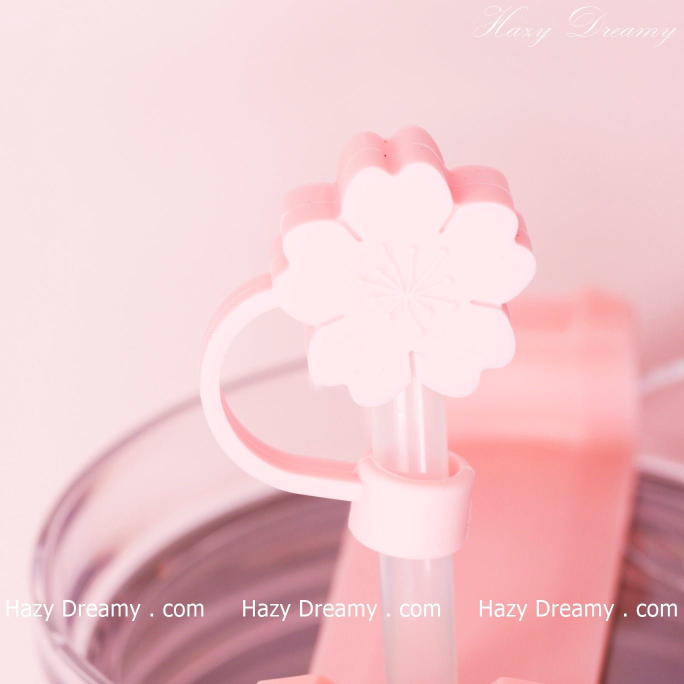 Cute Pink Flower Straw Cover for Tumblers and Cups - Perfect for School and On - the - Go - Hazy Dreamy: Online Stationery Store