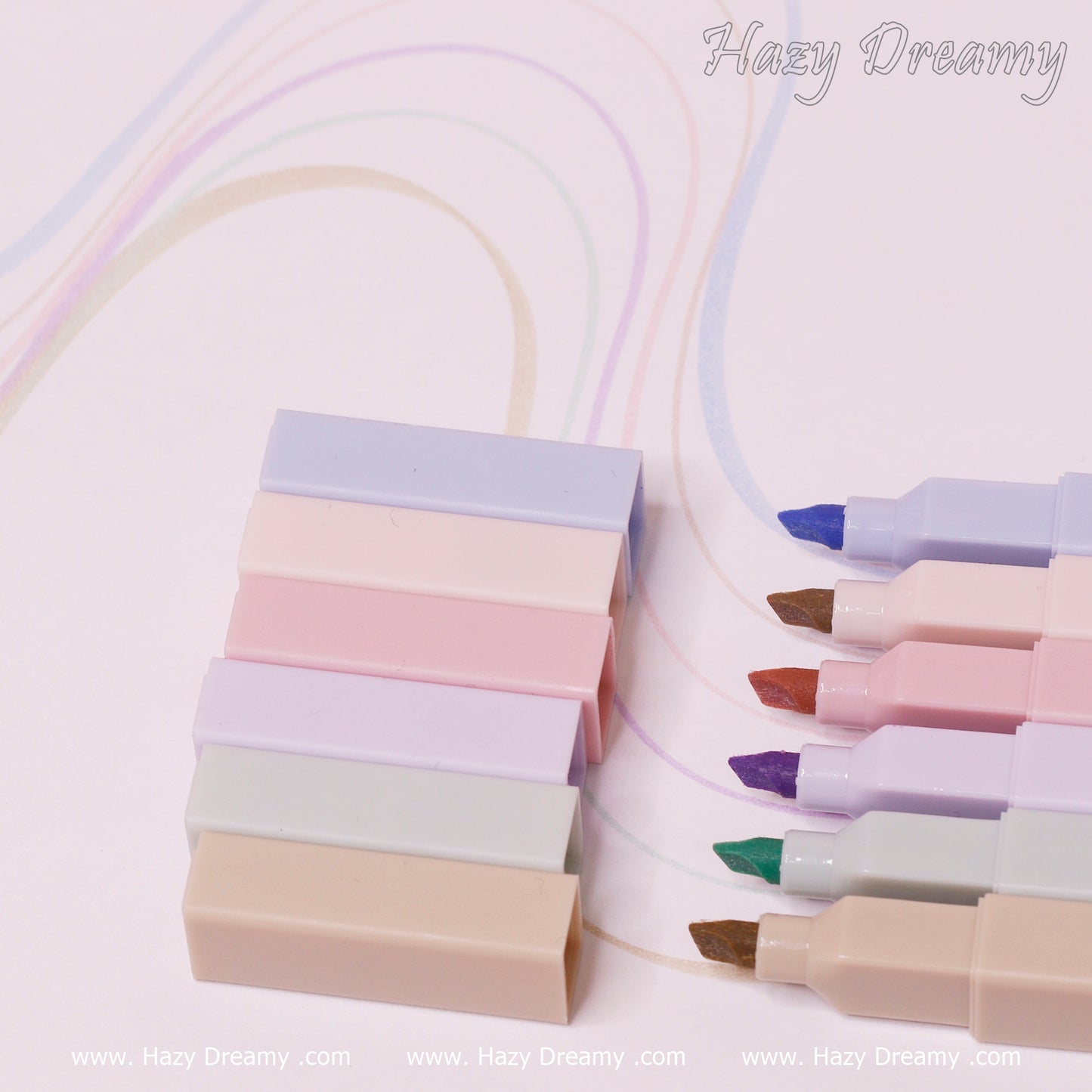 Pastel Colored Highlighter Set - Hazy Dreamy: School Stationery