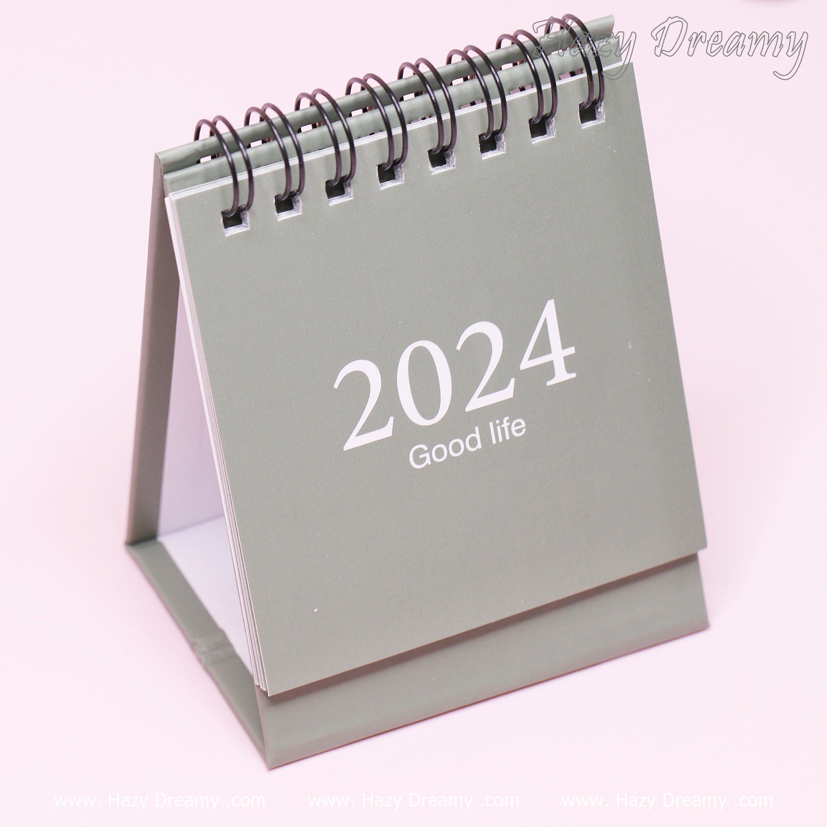 Pastel Green Mini Calendar 2024 - Hazy Dreamy: School Stationery
