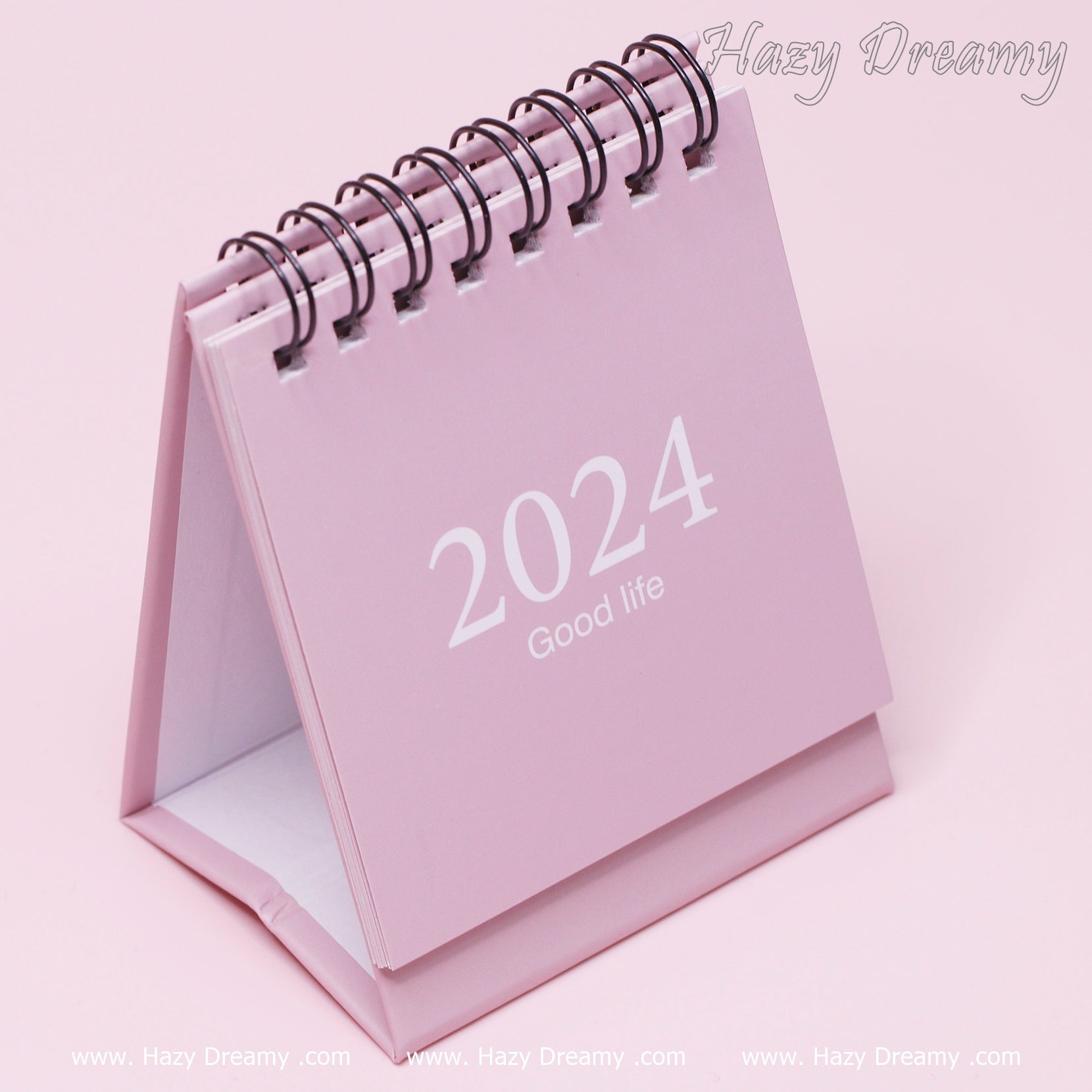 Pastel Pink Mini Calendar 2024 - Hazy Dreamy: School Stationery