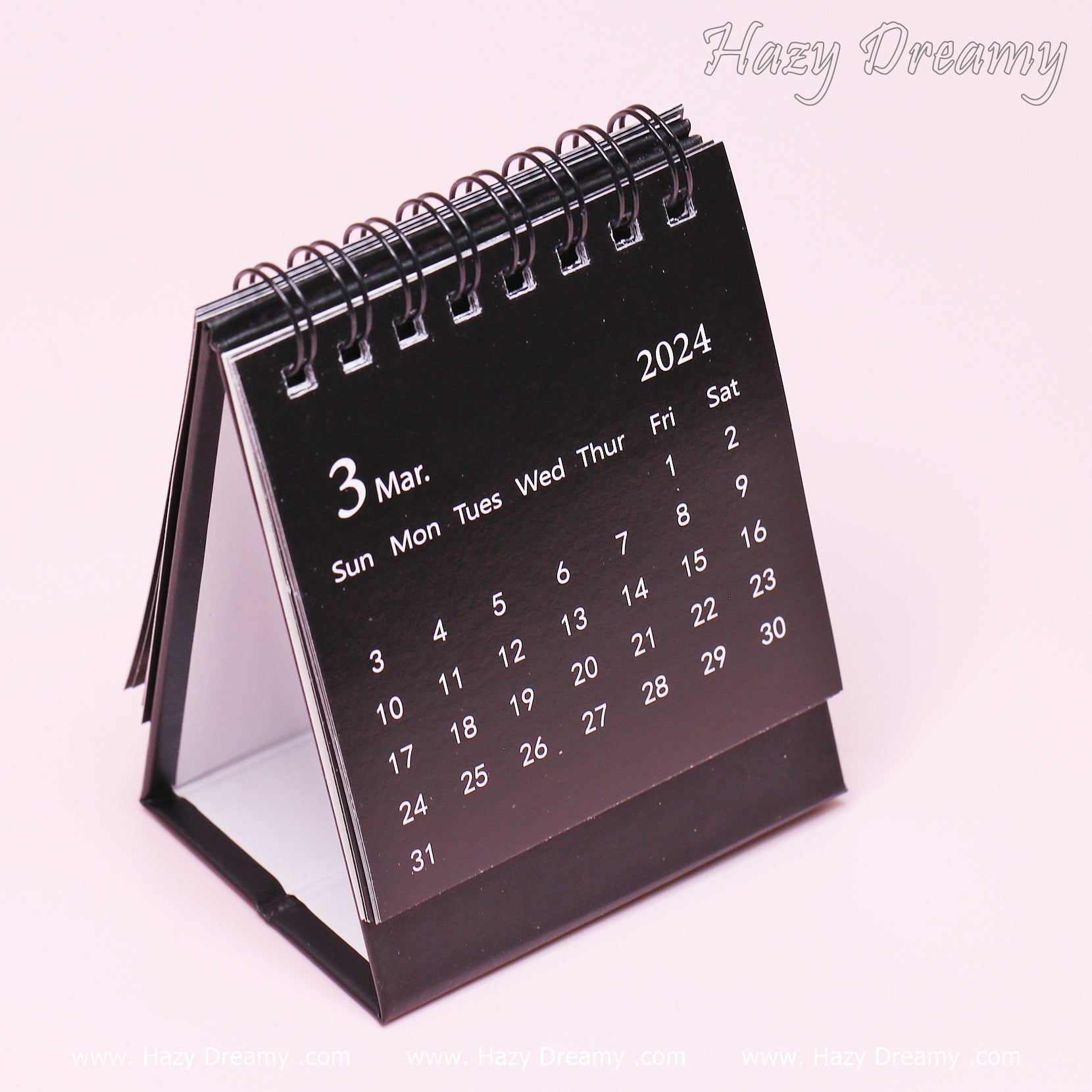 Black Mini Calendar 2024
