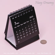 Black Mini Calendar 2024 - Hazy Dreamy: School Stationery