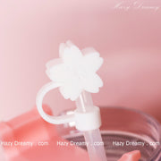 Cute White Flower Straw Cover for Tumblers and Cups - Perfect for School and On-the-Go