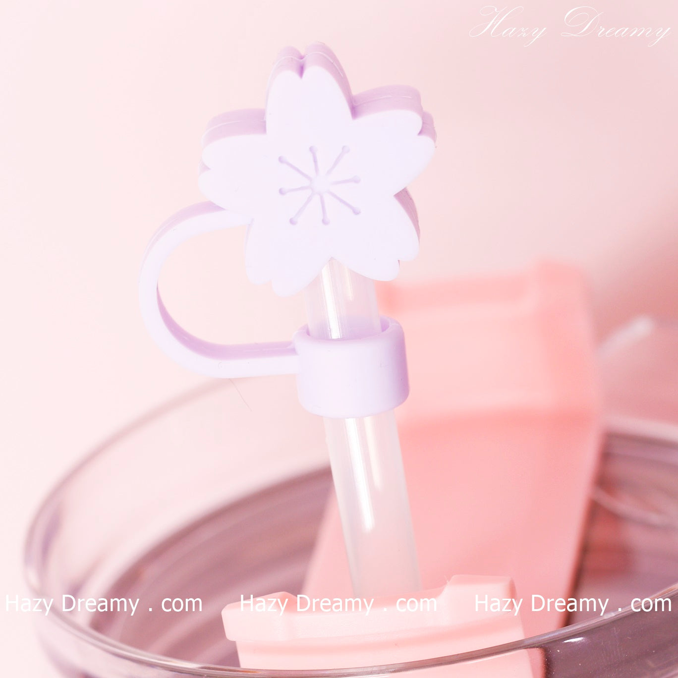 Cute Purple Flower Straw Cover for Tumblers and Cups - Perfect for School and On-the-Go