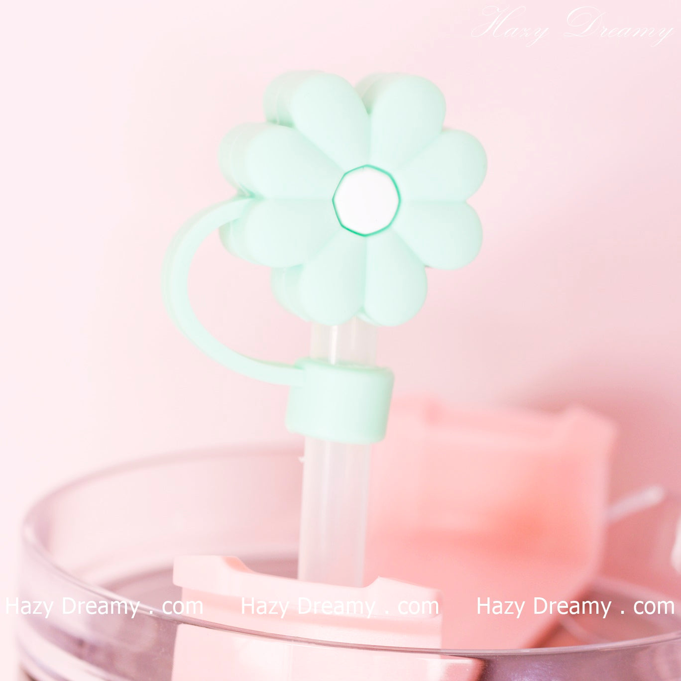 Cute Green Flower Straw Cover for Tumblers and Cups - Perfect for School and On-the-Go