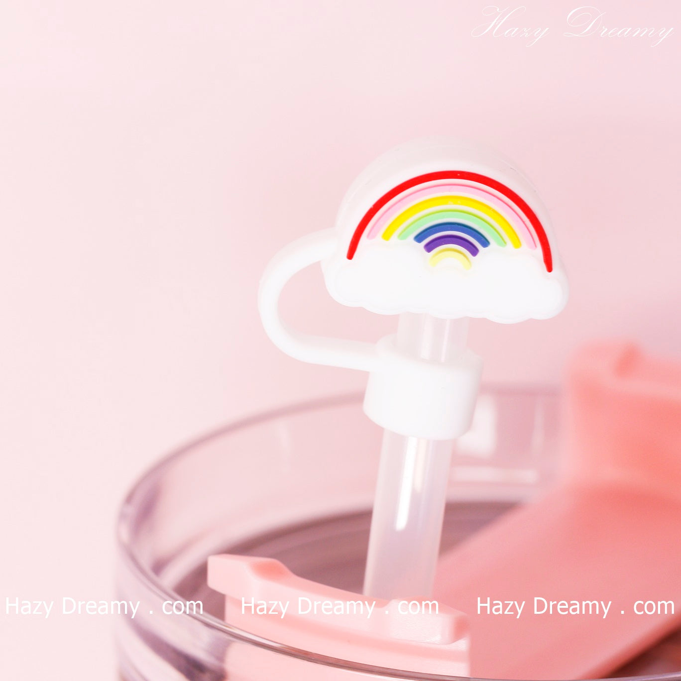 Cute Rainbow Straw Cover for Tumblers and Cups - Perfect for School and On-the-Go