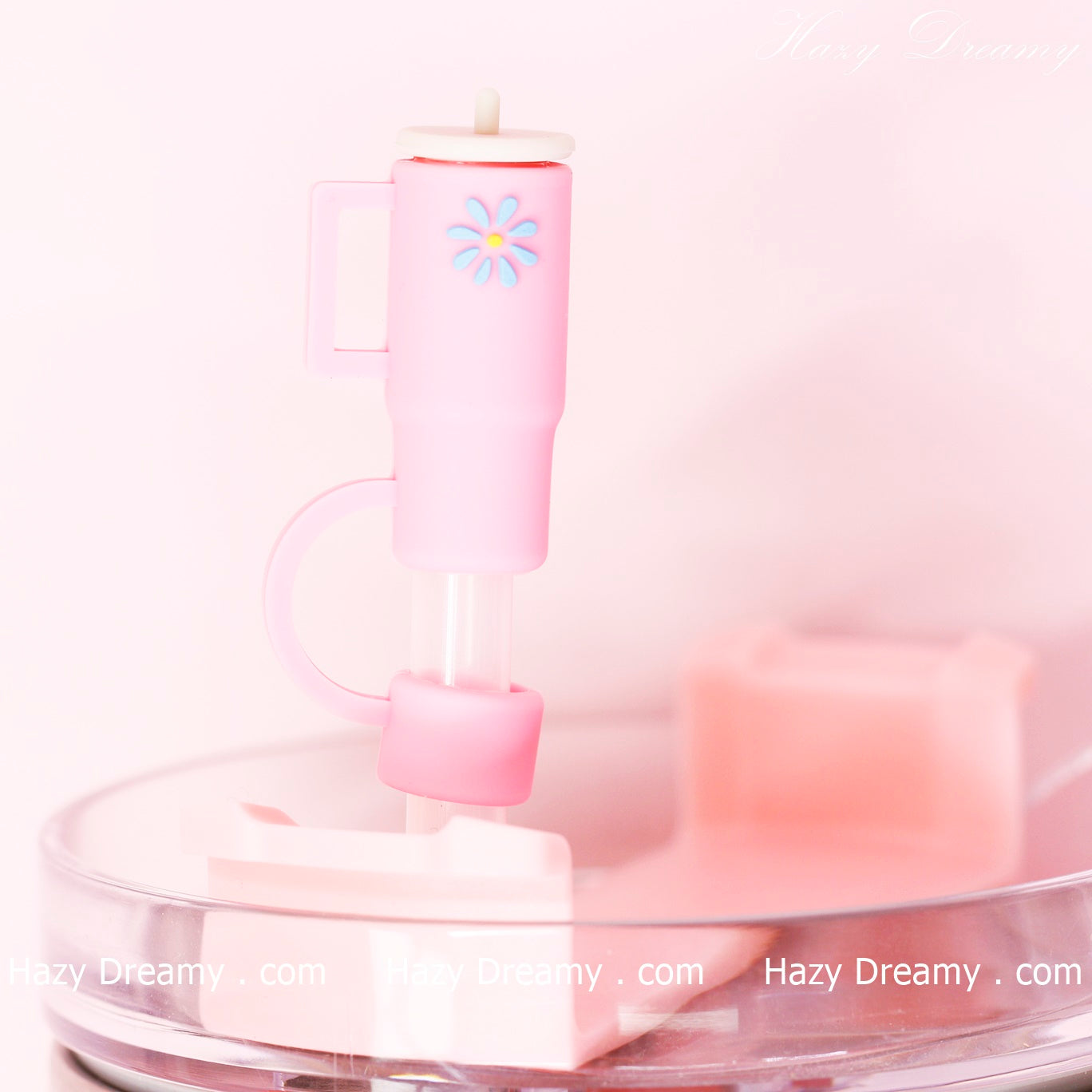 Cute Mini Pink Tumbler Straw Cove for Tumblers and Cups - Perfect for School and On-the-Go